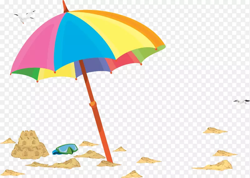 沙滩伞插图.手绘雨伞