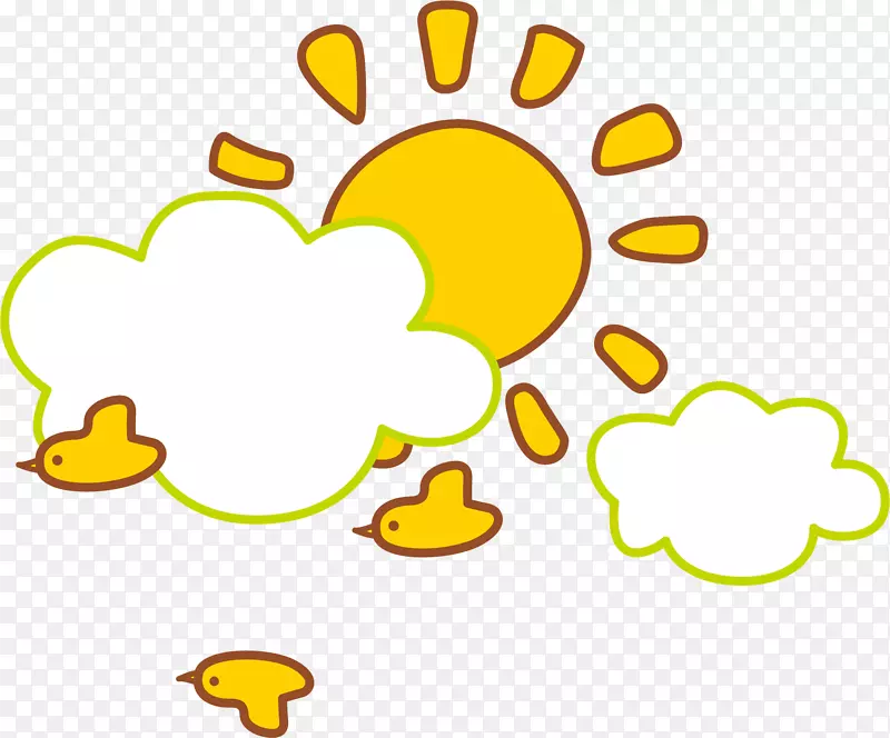 太阳云彩剪贴画-卡通黄色太阳