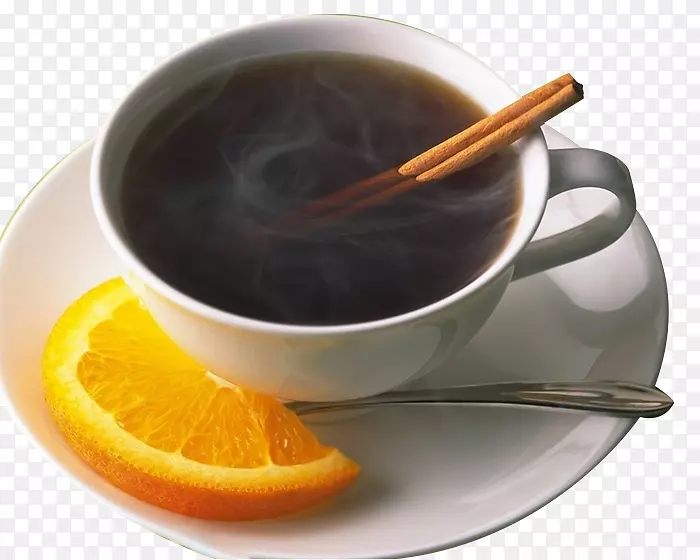 咖啡朗姆酒蒸馏饮料牙买加干邑-一个温暖的冬天热柠檬片白咖啡杯