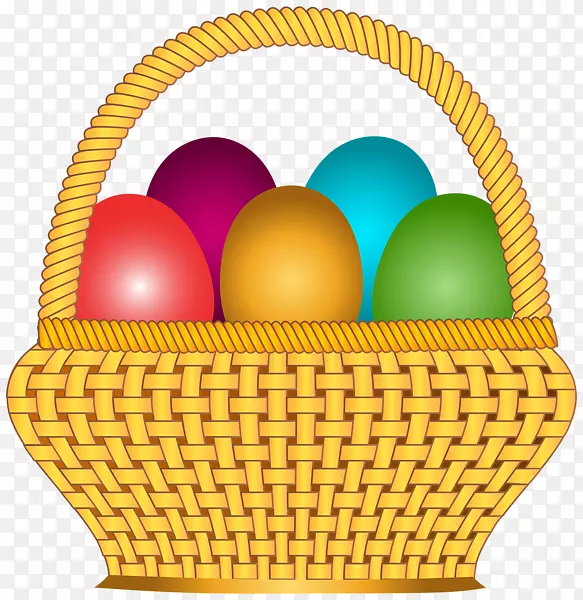 复活节兔子红色彩蛋篮夹艺术卡通竹篮