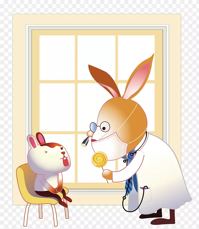 兔子复活节兔子医生牙医插图-兔子牙医