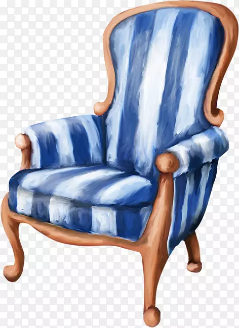 椅子蓝色家具白色手绘蓝色和白色条纹椅子