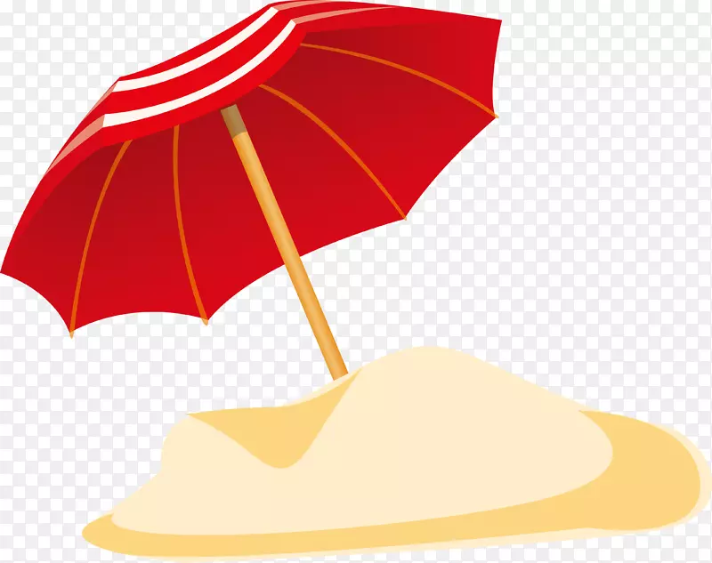 雨伞海滩剪贴画-红色伞