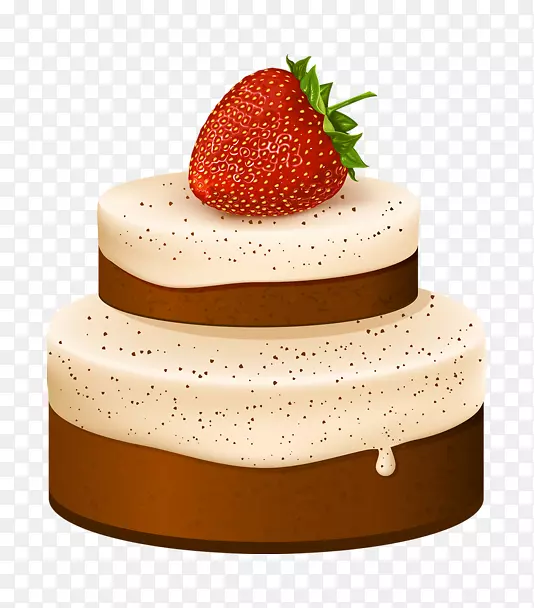 草莓奶油蛋糕夹艺术-卡通草莓蛋糕创意PNG免费