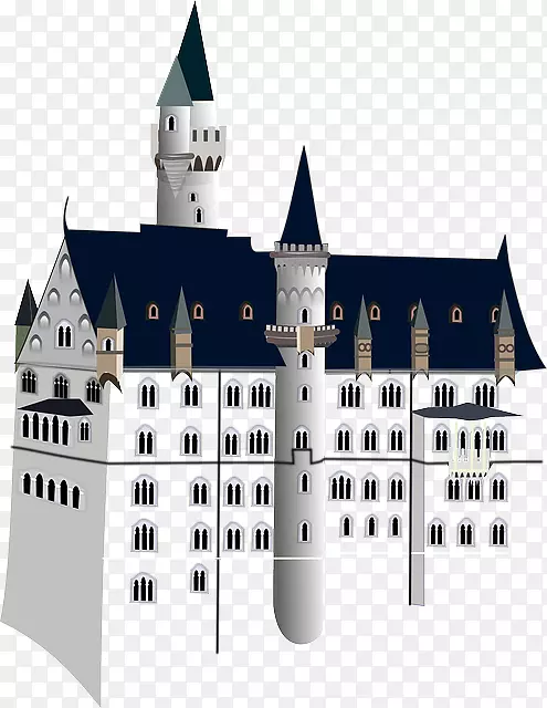 纽什万斯坦城堡霍亨施旺戈fxfcssen剪贴画-欧式城堡插图