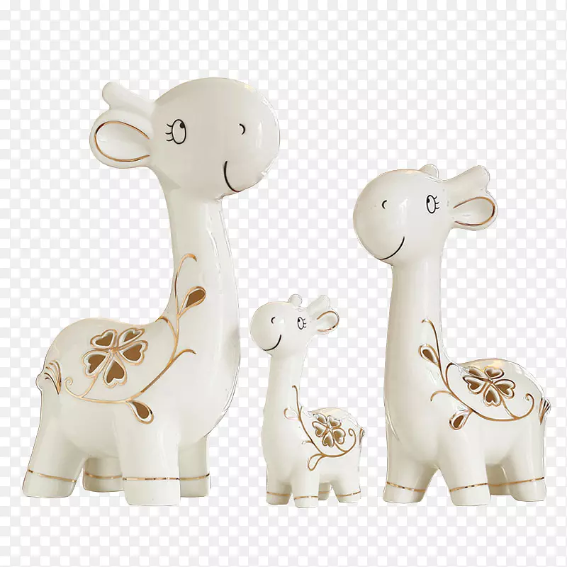 马鹿长颈鹿陶瓷饰品-三鹿饰品系列