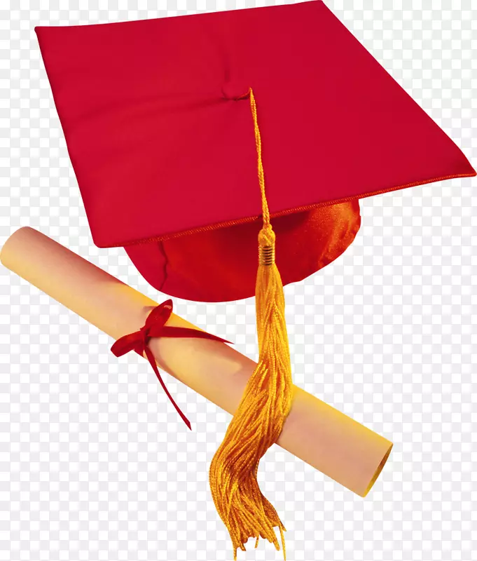 毕业典礼文凭帽学校剪贴画-红帽博士。