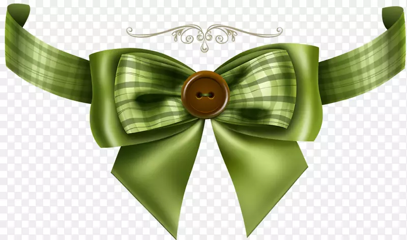 彩带装饰艺术贺卡插图.绿色蝴蝶结
