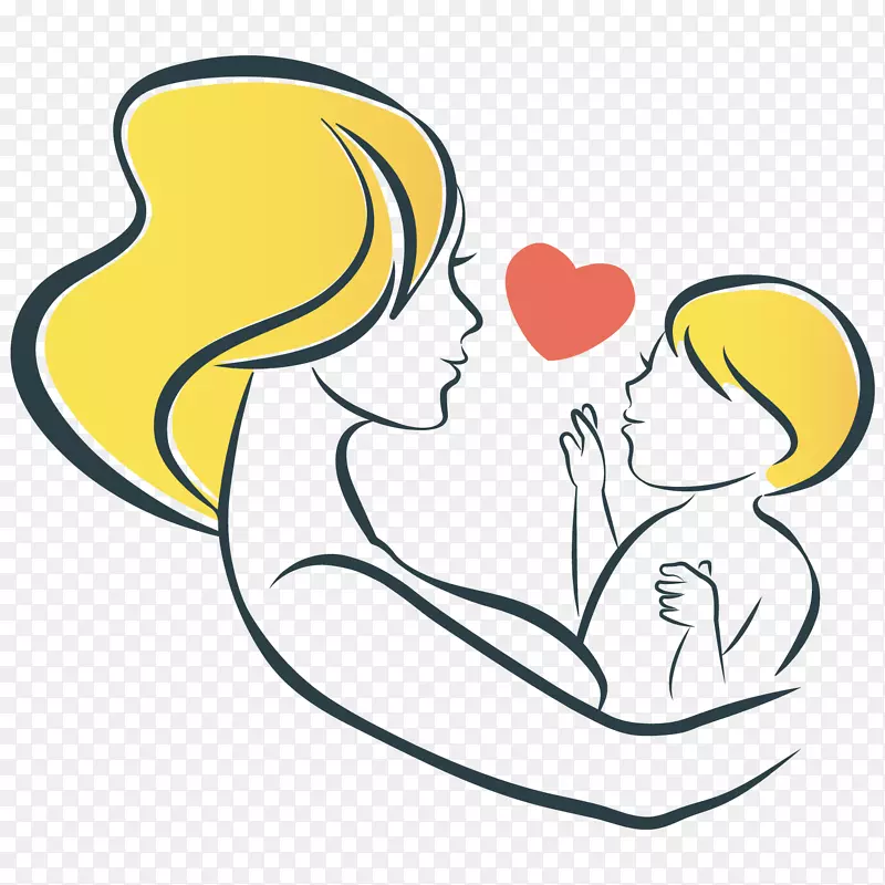 标识母亲节插图-母亲和儿童彩绘