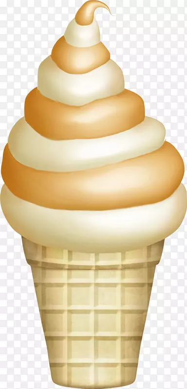 冰淇淋锥香草画-棕色冰淇淋