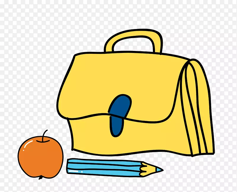 书包公文包夹艺术袋铅笔苹果材料