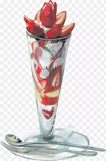 圣代冰淇淋奶油布兰奇夫人画-草莓