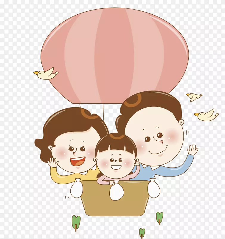热气球飞行图-粉红色气球