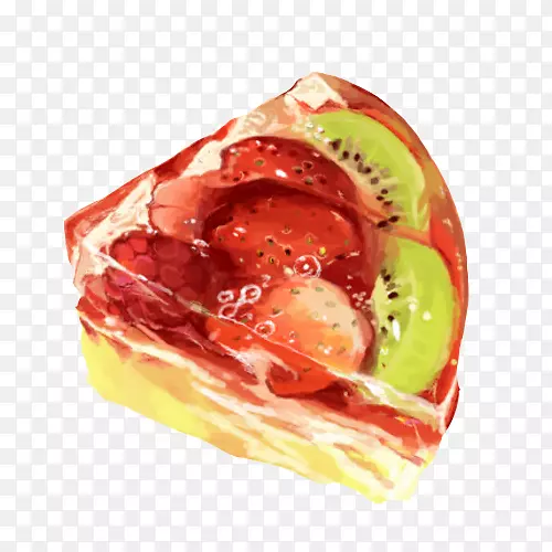 明胶甜点草果冻水彩画食品果冻蛋糕手绘材料图片