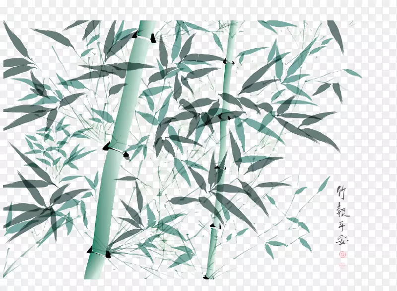 竹子水墨画插图-漂亮竹子