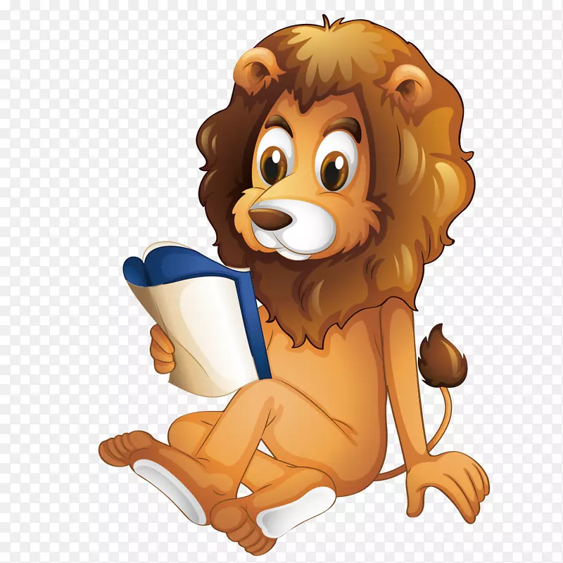 狮子阅读书籍插图-狮子阅读