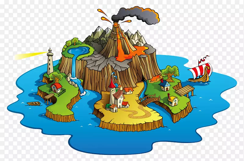卡通版税-免费岛屿插图-卡通岛设计图片