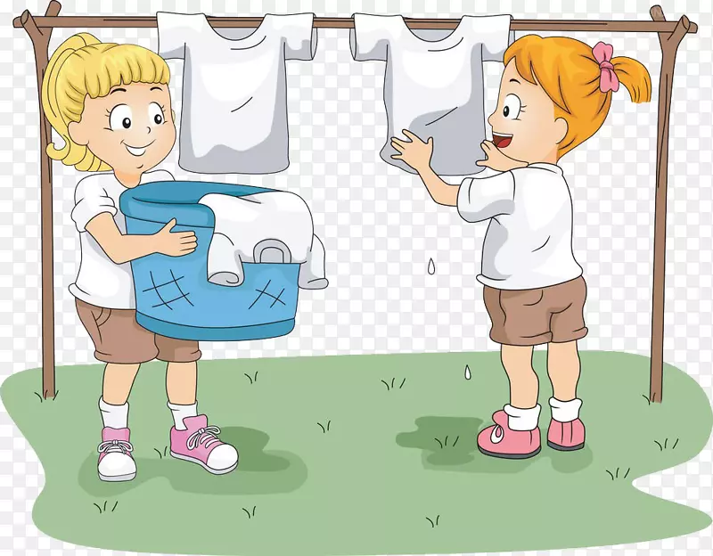 儿童服装摄影儿童服装剪贴画孩子们正在洗衣服
