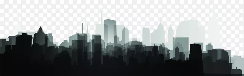 黑白天际线轮廓摩天大楼城市剪影