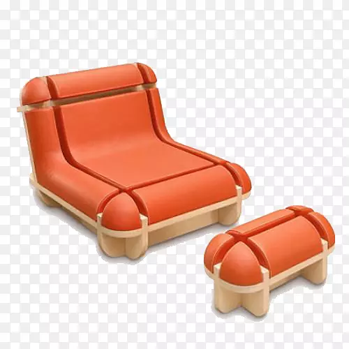法国桌椅设计师家具-橙色缝制椅