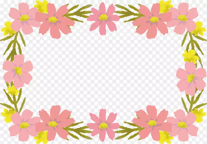 粉红色花卉设计.粉红色花边框
