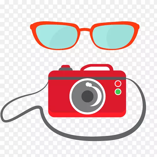 红色眼镜照相机照相机眼镜
