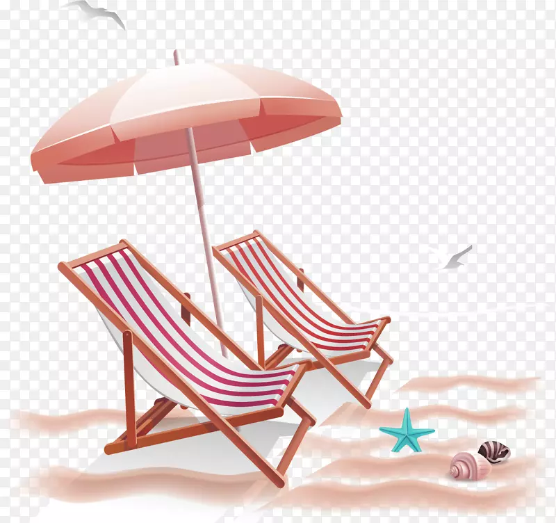 沙滩椅伞夹艺术棕色简易沙滩椅装饰图案