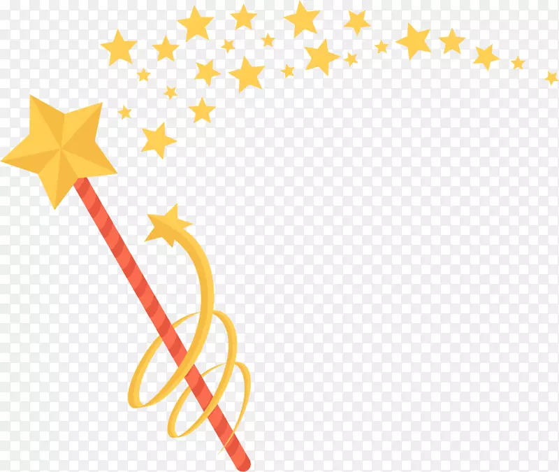 魔杖-手绘黄色星光魔杖