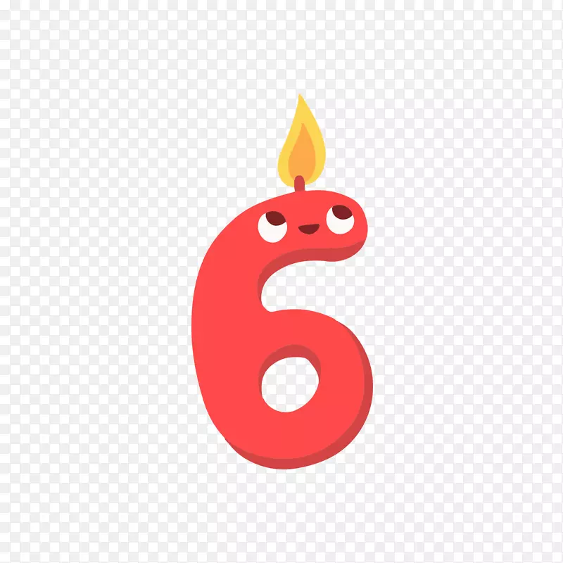 生日蛋糕蜡烛数字数据-红色六号生日蜡烛