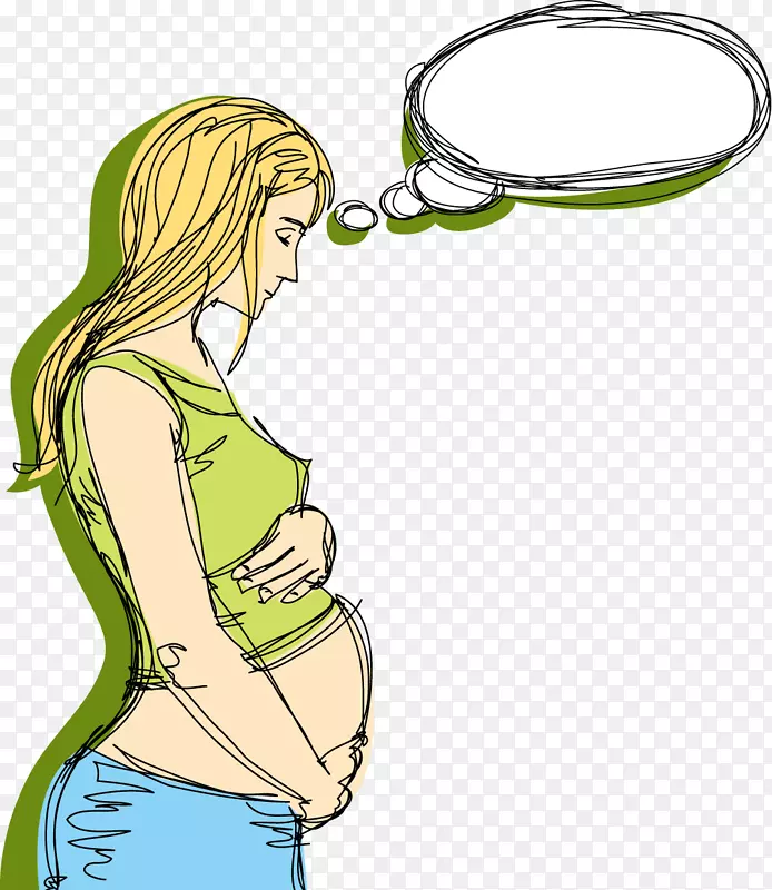 卡通怀孕插图-卡通孕妇和对话框