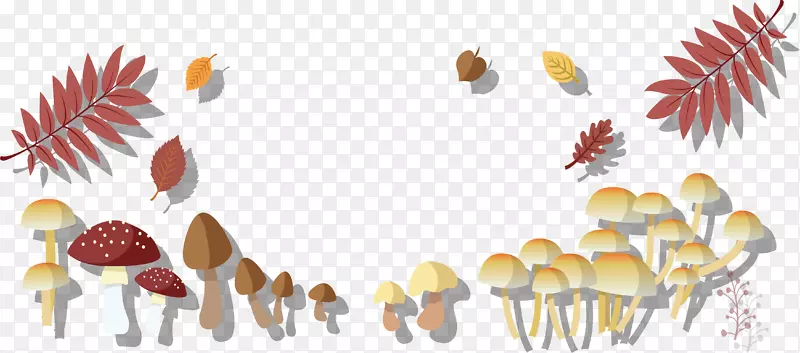 秋季土坯插画-秋季成熟蘑菇