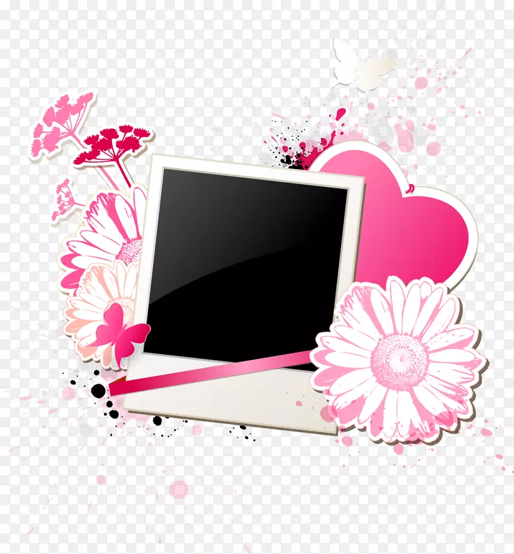 画框免版税插画装饰花卉爱情电脑