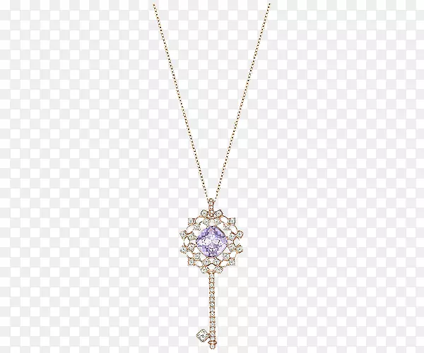 吊坠项链紫色紫水晶链-施华洛世奇珠宝关键项链女装