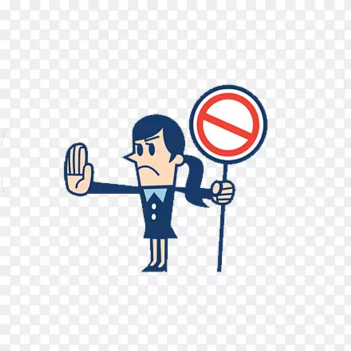 卡通标志-女性禁止手势