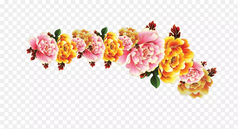 花卉设计、切花、花束、人工花卉-牡丹元素图