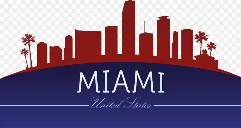 迈阿密天际线剪影剪贴画-城市