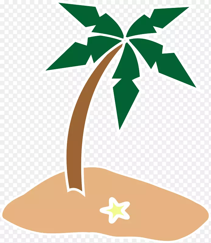 椰子树-槟榔科树夹艺术-绿色卡通弯椰子树