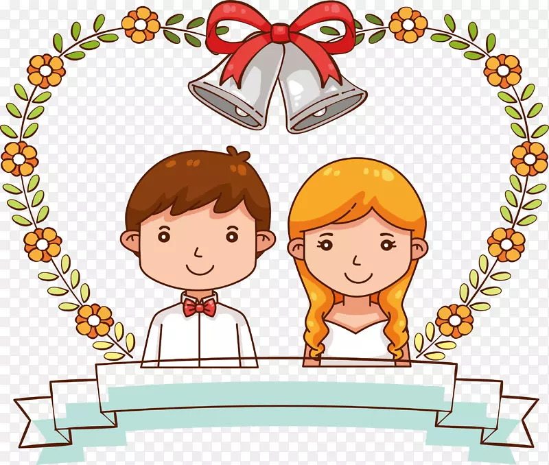 婚礼邀请结婚新娘插画-甜蜜的婚礼请柬