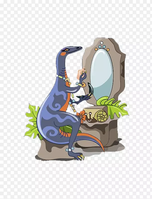 禽龙城图片-卡通艾美恐龙照镜子