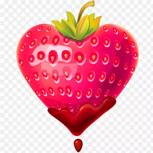 草莓心图标-红心草莓装饰图案