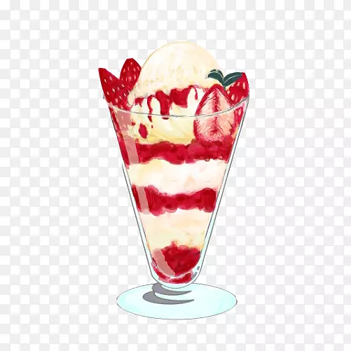 冰淇淋圣代小摆设嘉年华草莓冰淇淋手绘材质图片