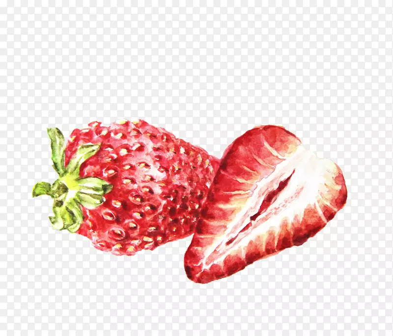 草莓果食-草莓切成一半图片材料