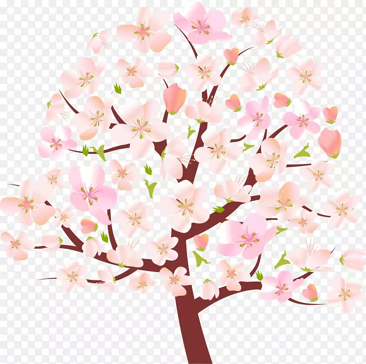 树春樱花夹艺术-卡通樱桃树