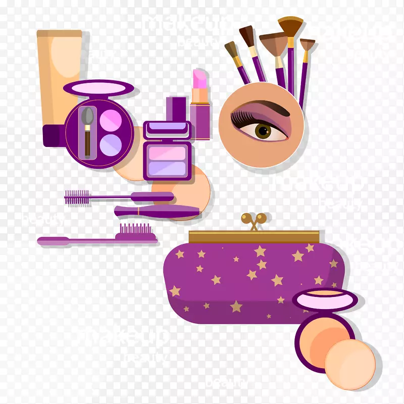 紫色化妆品眼影剪贴画紫色色调女性化妆品