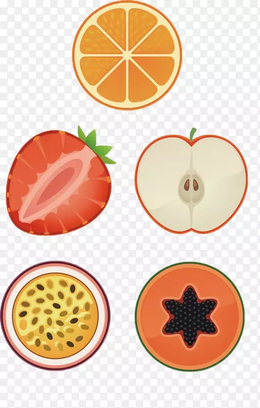 水果橙夹艺术-橙子草莓片免费扣