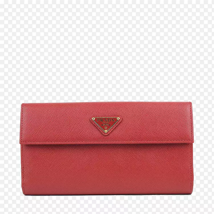 手提包，皮包，钱夹，钱袋。普拉达/普拉达红色皮革长钱包