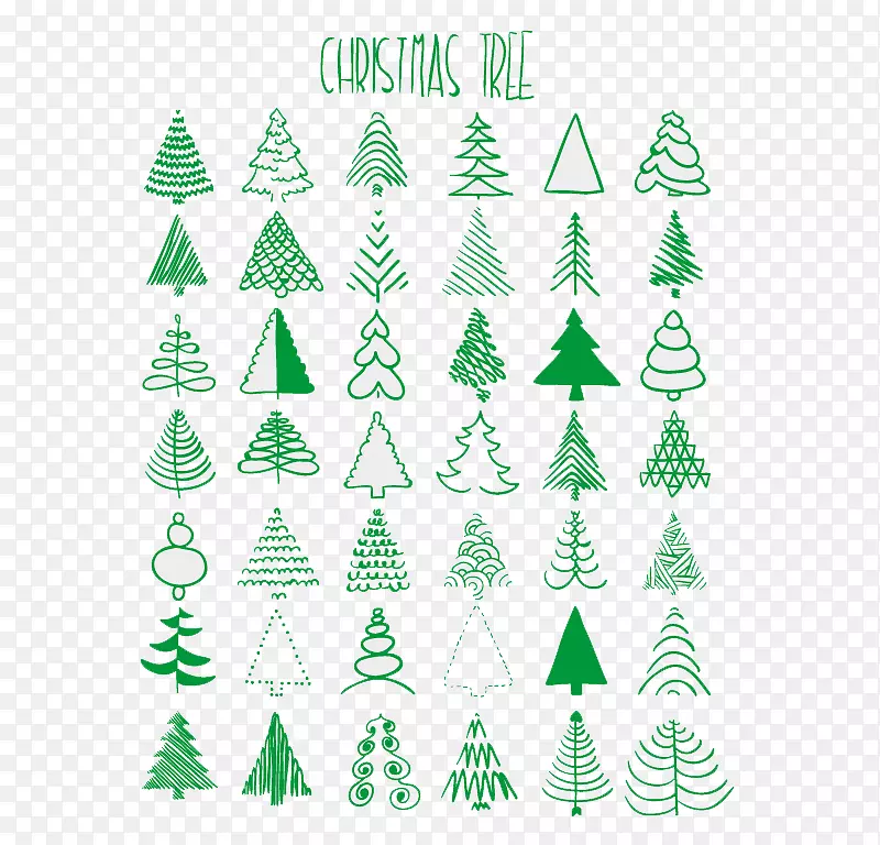 圣诞树绘画剪贴画.42度绿色彩绘圣诞树材料
