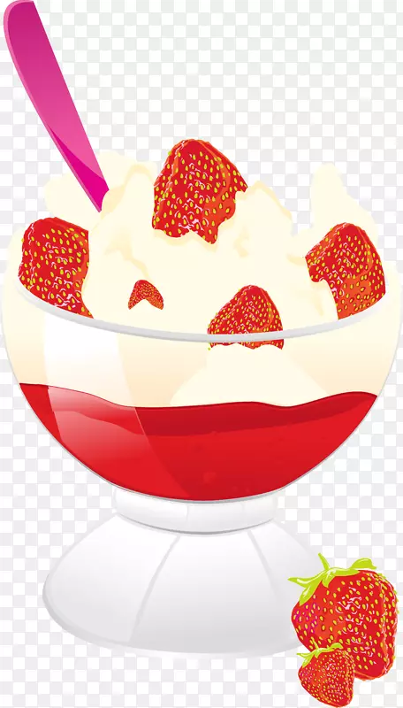 冰淇淋圣代奶昔冷冻酸奶手绘草莓布丁冰淇淋杯