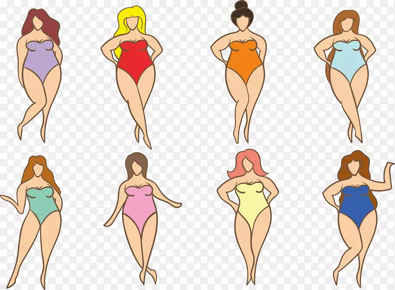 女装插图-女装轮廓体重减肥服