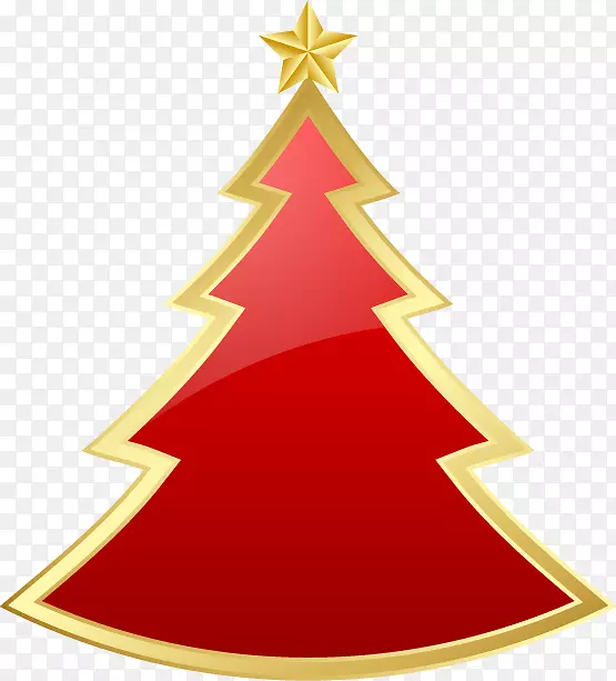 圣诞树装饰蜡烛冷杉红色金边的手绘圣诞树图案